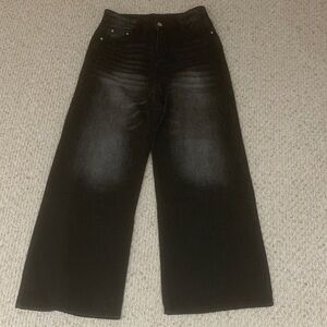 Unisex Black Wide-Leg Jeans